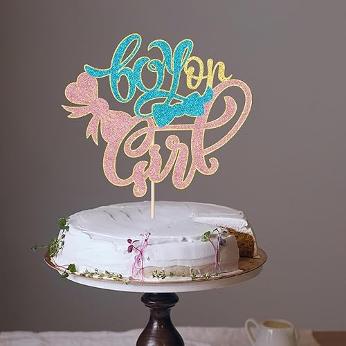 Miniatura 7 de Decoración de pastel rosa o azul para niños o niñas, para baby shower, tema de revelación de género para niños y niñas, suministros de decoración de