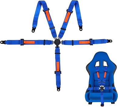 Yakitoko Universal 5 point Safety Harness Set 2inch Fits Go Kart,UTV,ATV,Racing Blue
