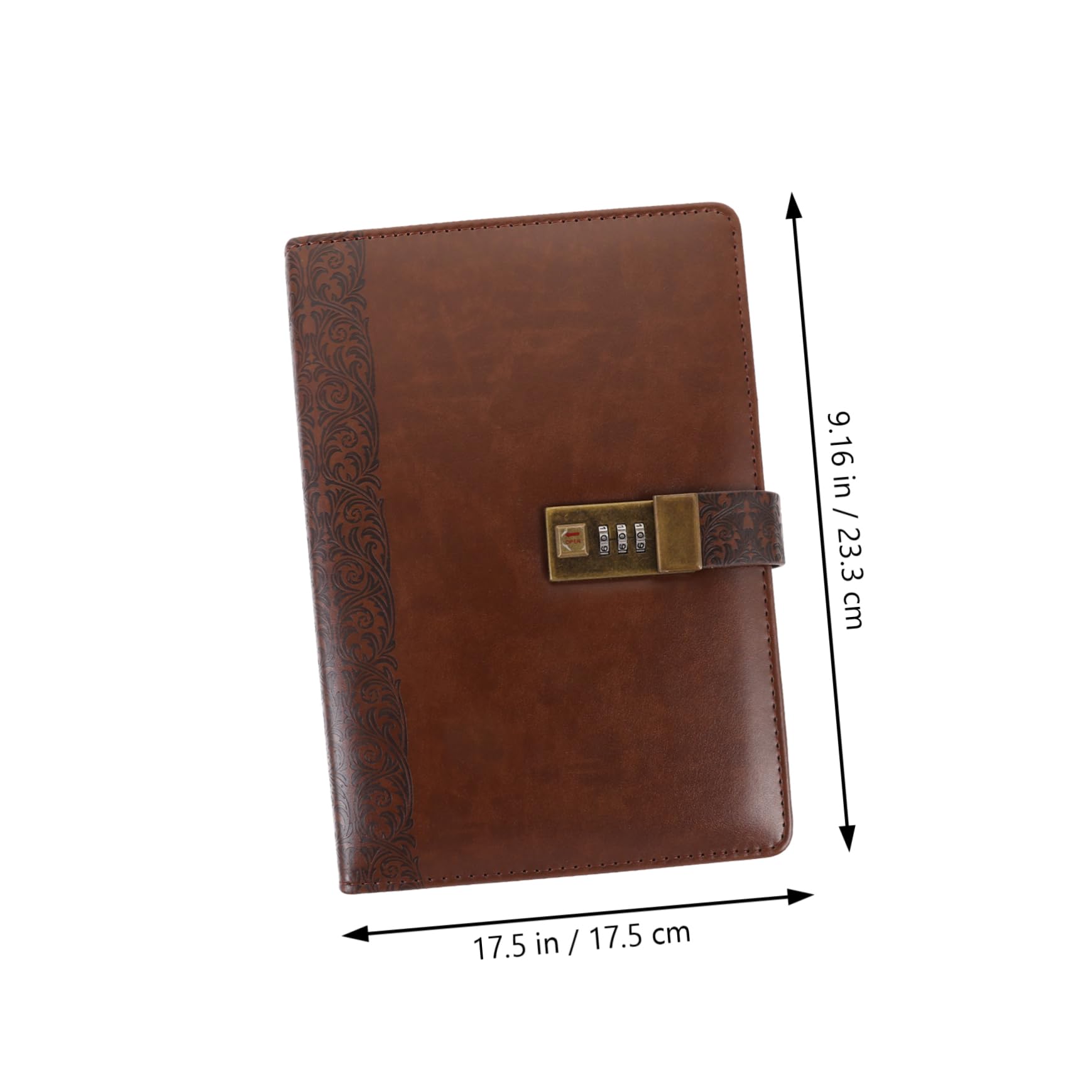 Abschließbares Vintage Notizbuch A5 aus Pu mit Schlossdesign | Schulanfang Deko, Papier und Edelstahl, Coffee Farbton, Praktisch für Scrapbooking und Büro