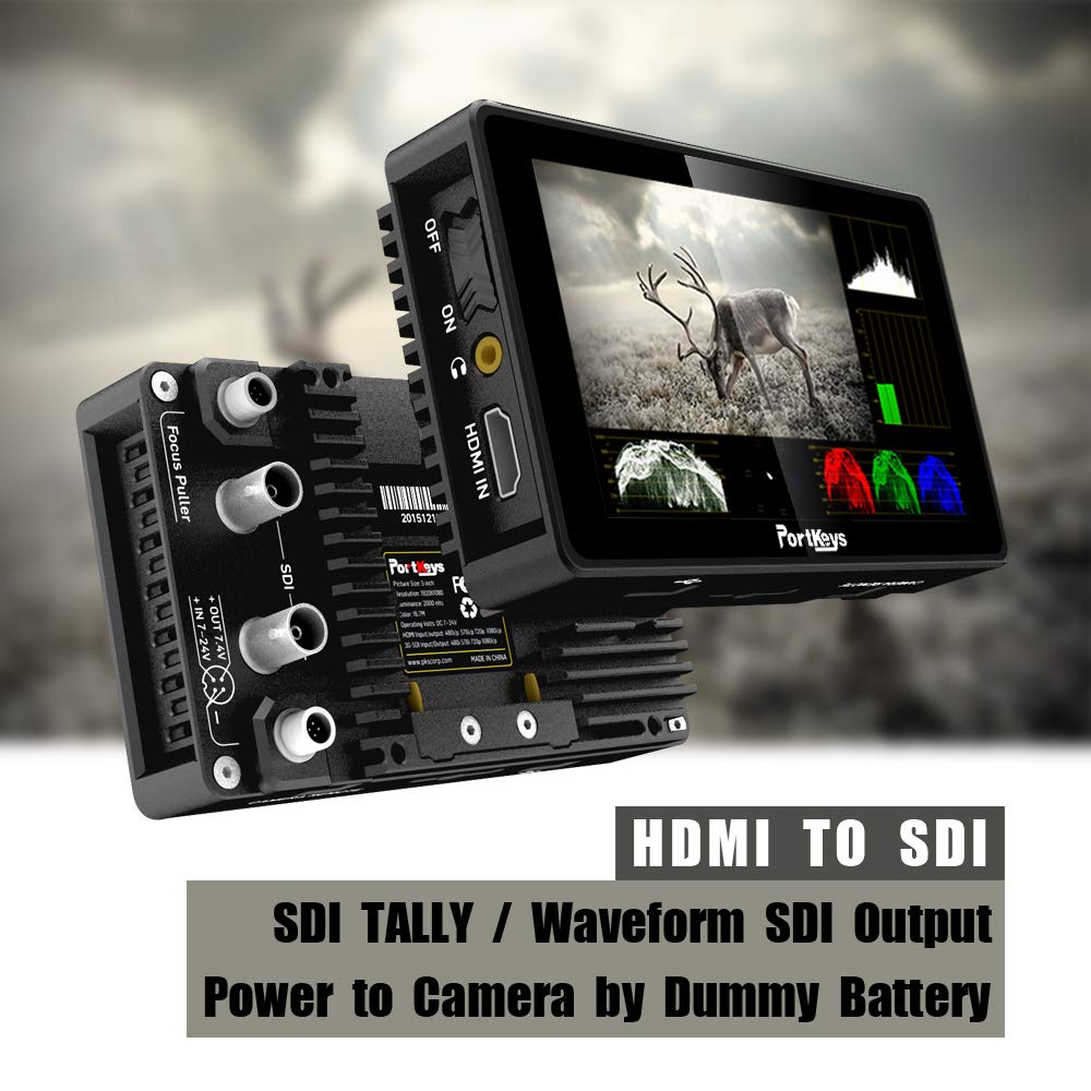 Portkeys PT5 II Moniteur Caméra 5 Écran Tactile MOVNORM OS 4K HDMI in/Out avec 3D LUT Luma/RGB Waveform Moniteur Video Assist Full HD pour Appareils Photo Reflex et Hybride