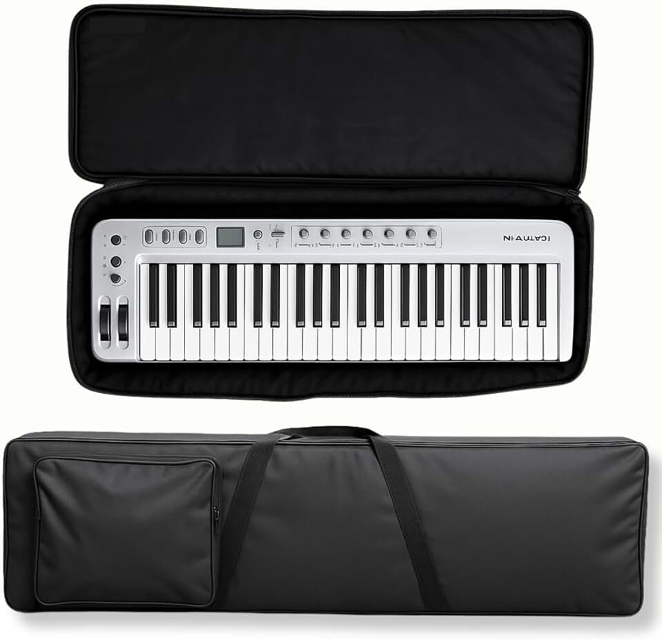 Capa Bag Acolchoada Luxo para Teclado Roland XPS-30 Estojo Estofado, Almofadado, Macio com Enchimento, Impermeável, com Bolso e Alça de Transporte Capa Bag Acolchoada Super Luxo Teclado Musical Roland