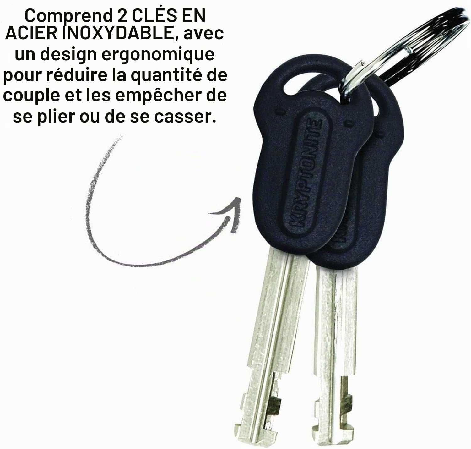 Kryptonite 000648 Mini antivol de vélo en U de 12 mm et câble de sécurité de vélo en boucle de 8 mm, noir, câble de 1,2 m/anse de 12 mm
