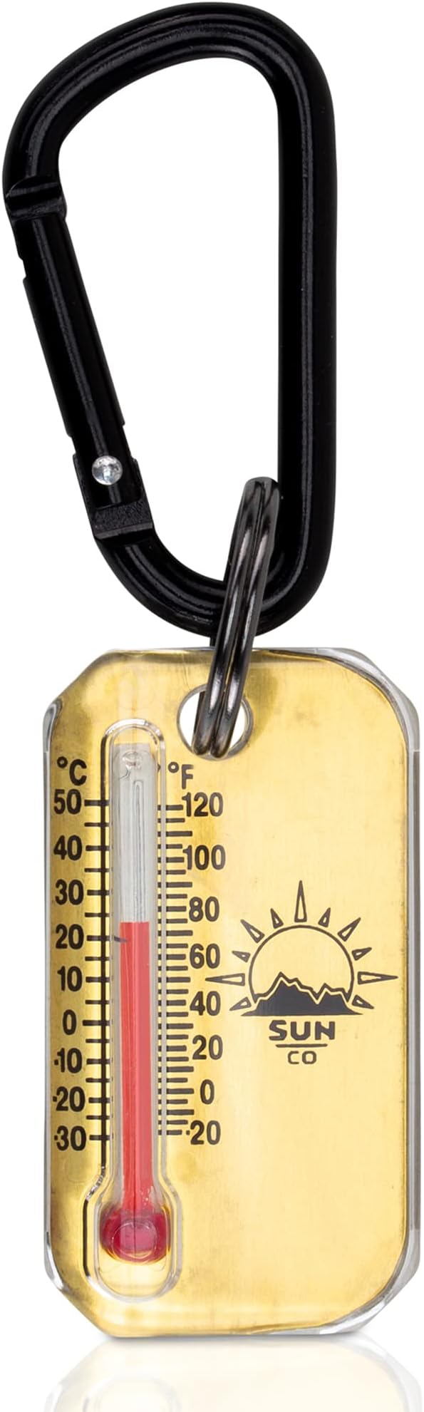 Sun CompanyBrass Zip-o-gage - Zipper Pull Thermometer for Jacket, Parka, or Backpack | Mini Outdoor Keychain Thermometer with Carabiner and Windchill Chart