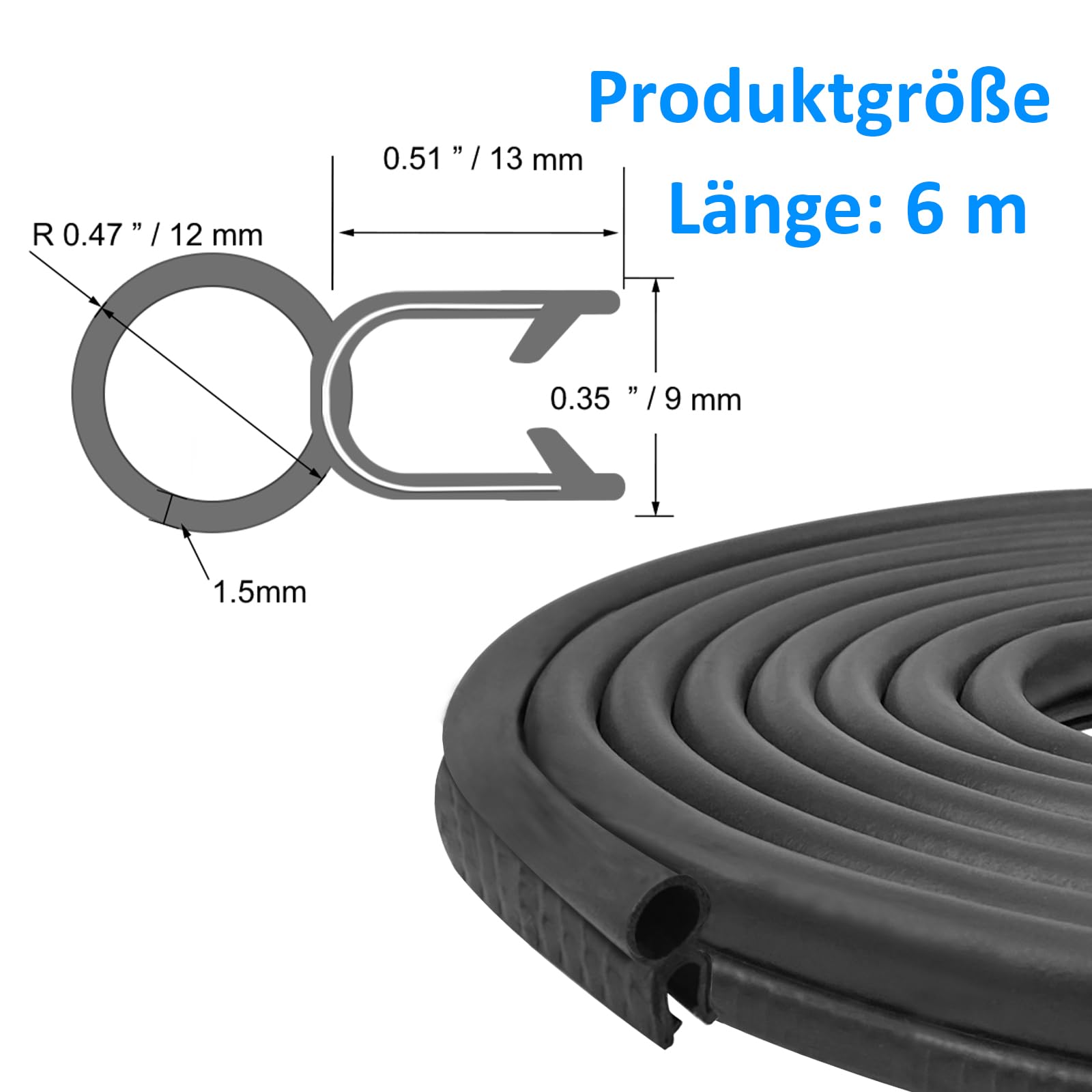 Auto Türdichtung, 6 Meter Universelle Gummidichtung, Auto Kofferraumdichtung Dichtungsprofil für Autos Wohnmobile, LKWs