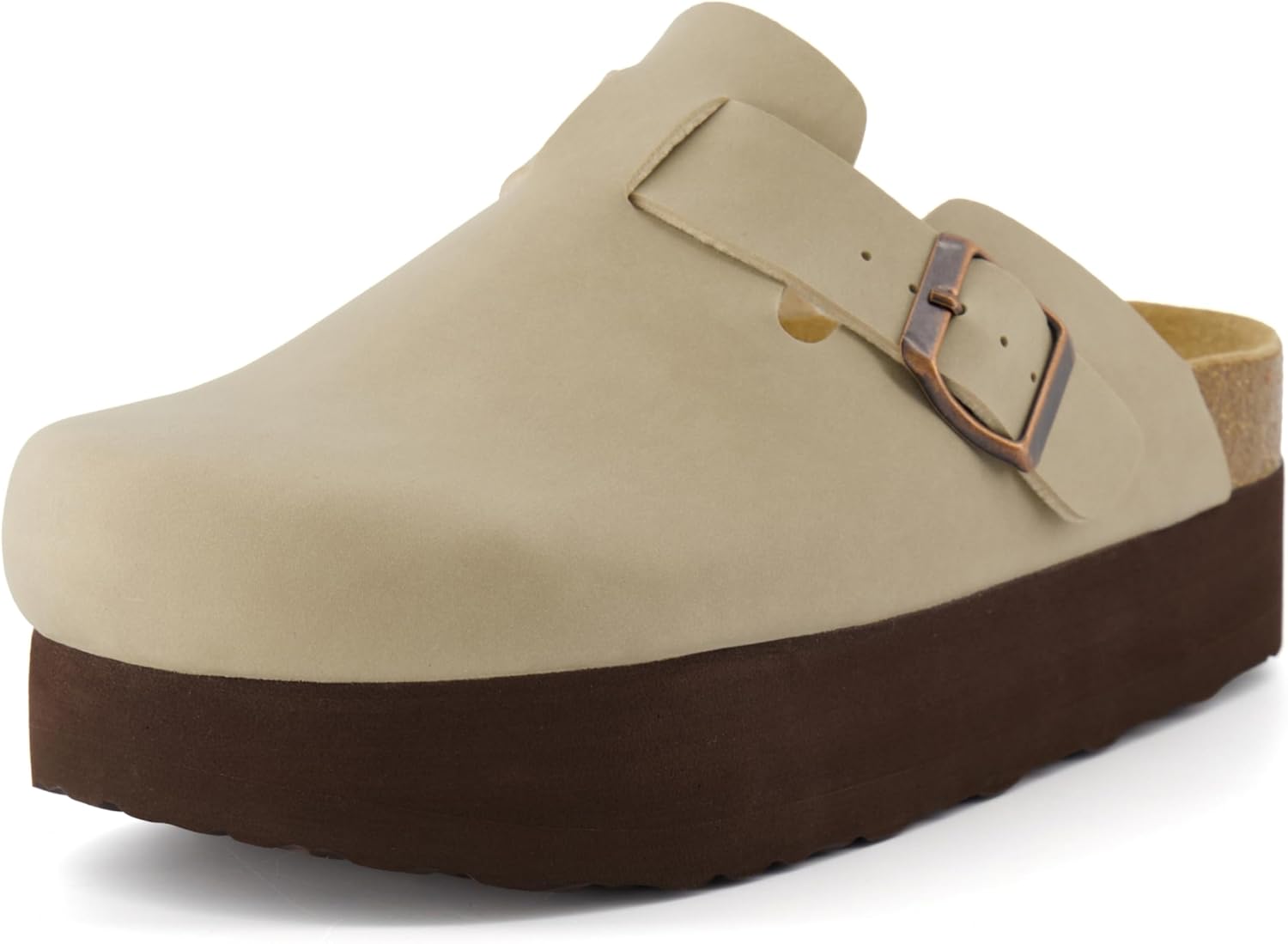 CUSHIONAIRE Loom Platform Clogs for Women, Stylish Vegan Suede Closed Toe Womens Clogs with Adjustable Buckle and Memory Foam Cork Footbed - Image 9