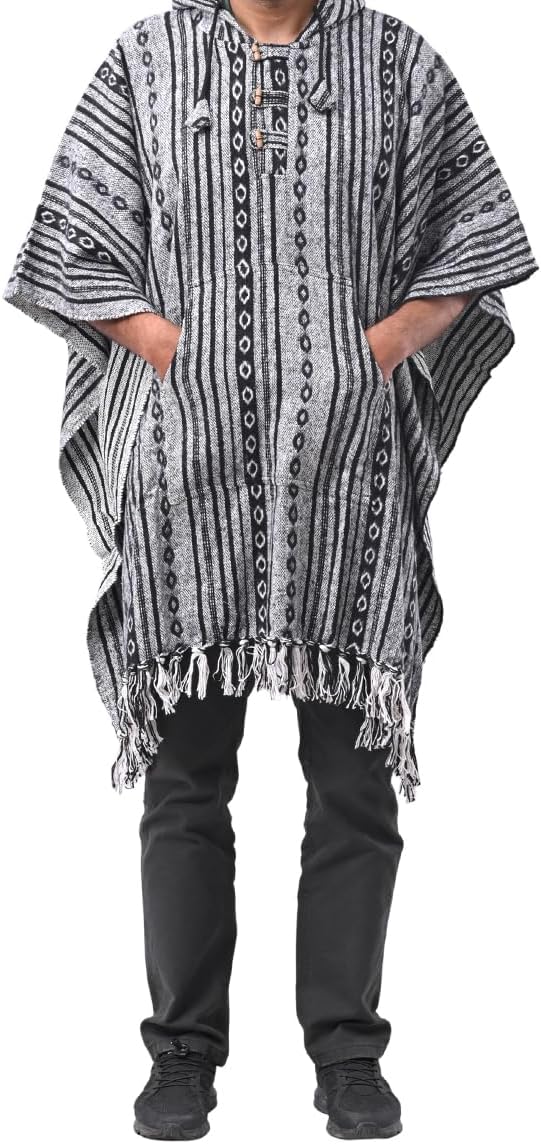 THE COLLECTION ROYAL Baja Hoodie Men Women Classic Mexican Pullover Sweater Drug Rug Hippie Surf Serape Poncho Jacket Winter