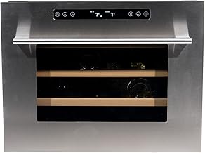 WK-55A-RVS Premium mit Edelstahl Glastür-24 Flaschen Weinklimaanlage Weinkühlschrank, Glas Holz