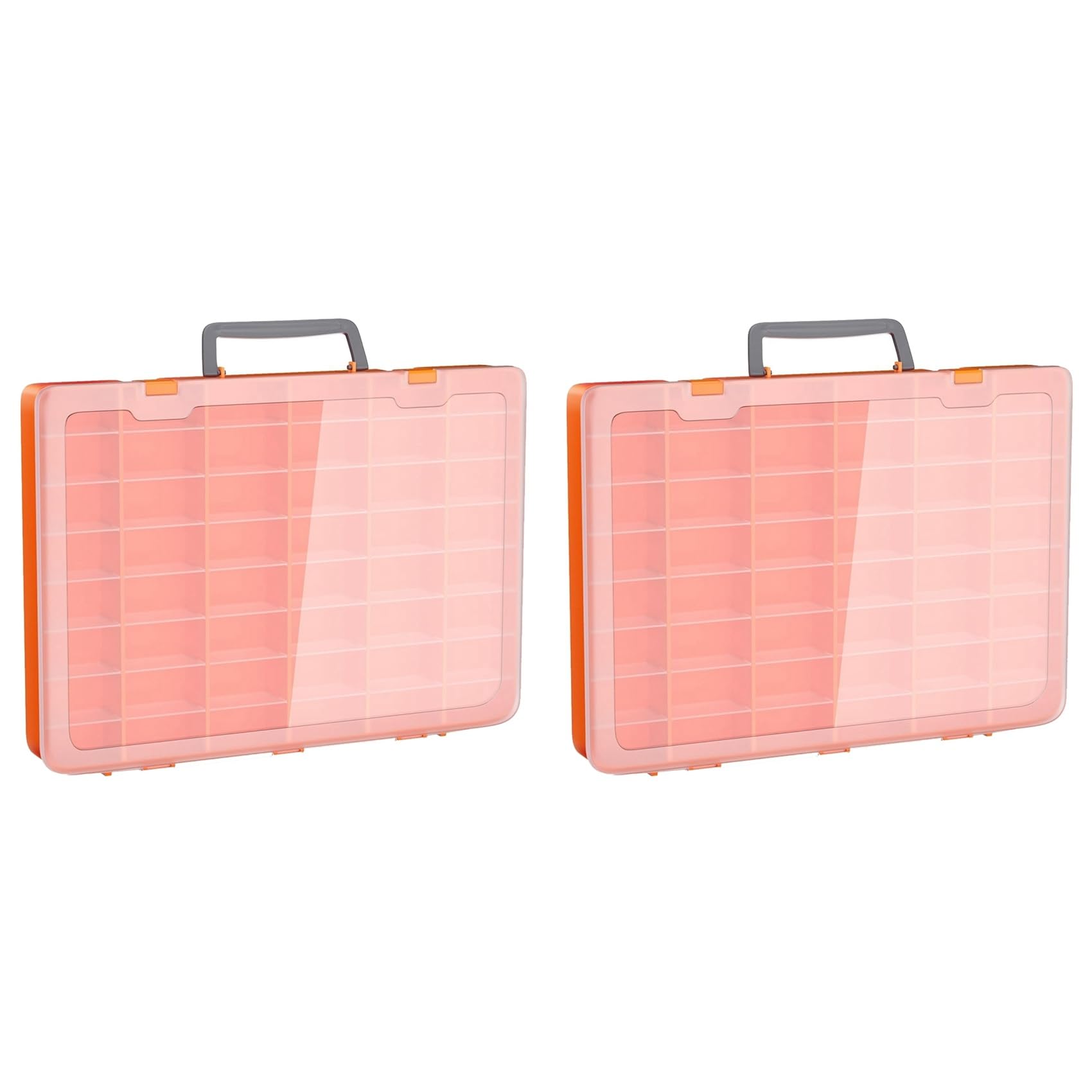 Jnchdghwa 2X 48 Grids Large Plastic Organizer Box with Adjustable Dividers, Beads Storage Containers Compartment Tackle Box Case