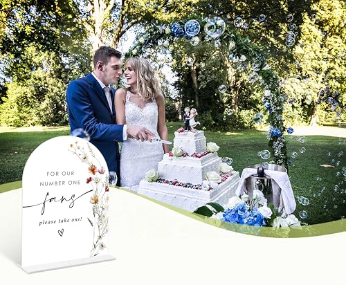 Boho Floral Wedding Fan Sign, 6 x 8 Inch White Arch Acrylic Wedding Sign with Holder, Wedding Sign for Ceremony and Reception, Wedding Decoration, Wedding Supplies - BX23 by Qoqxjodd - Used condition - Image 6