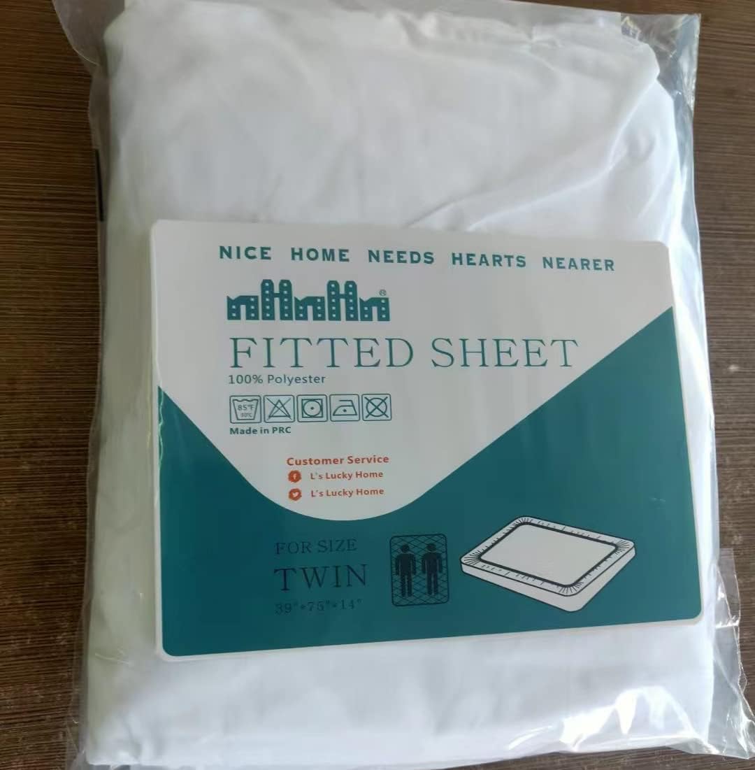 NHNHN 2 Pack Fitted Sheet-Deep Pockets-Soft Microfiber-Easy Care-Shrinkage and Fade Resistant-Fitted Sheets Twin Size-2 Sets of Fitted Sheets (Twin?2 Pcs, White)