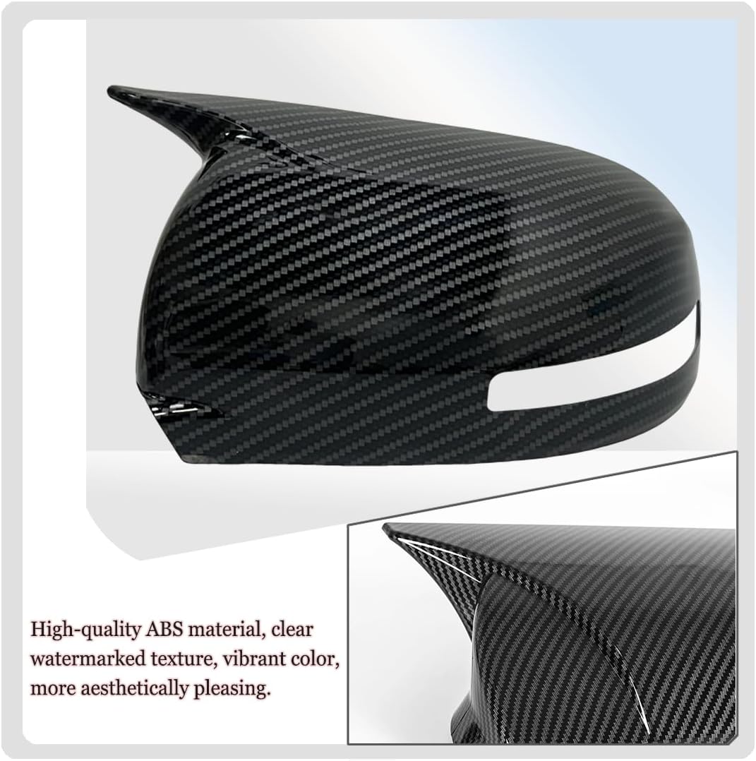MUXEE Side Mirror Cover,for Mitsubishi Outlander Sport 2011-2024/Mitsubishi Outlander 2013-2020，2PCS Horned Turn Signal housing Cover Sets，Car Sport Accessories -Carbon Fiber