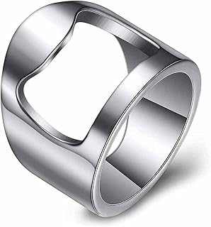 Bottle Opener Ring Band-Beer Bar Tool Creative Versatile Stainless Steel Finger Party Ring,Size 6 to 12