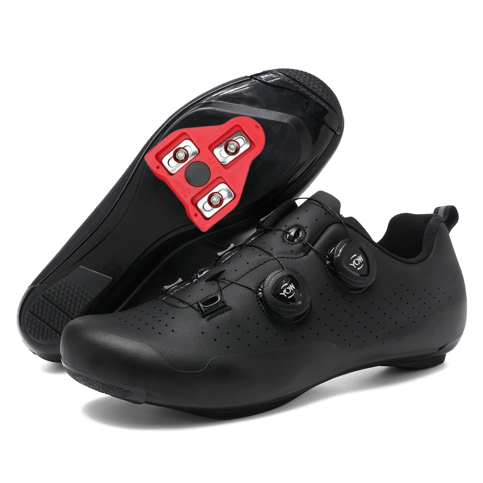 JiuQing Uniseksowe buty rowerowe Buty szosowe kompatybilne z Peloton Indoor Outdoor z blokami Delta,Black,44 EU