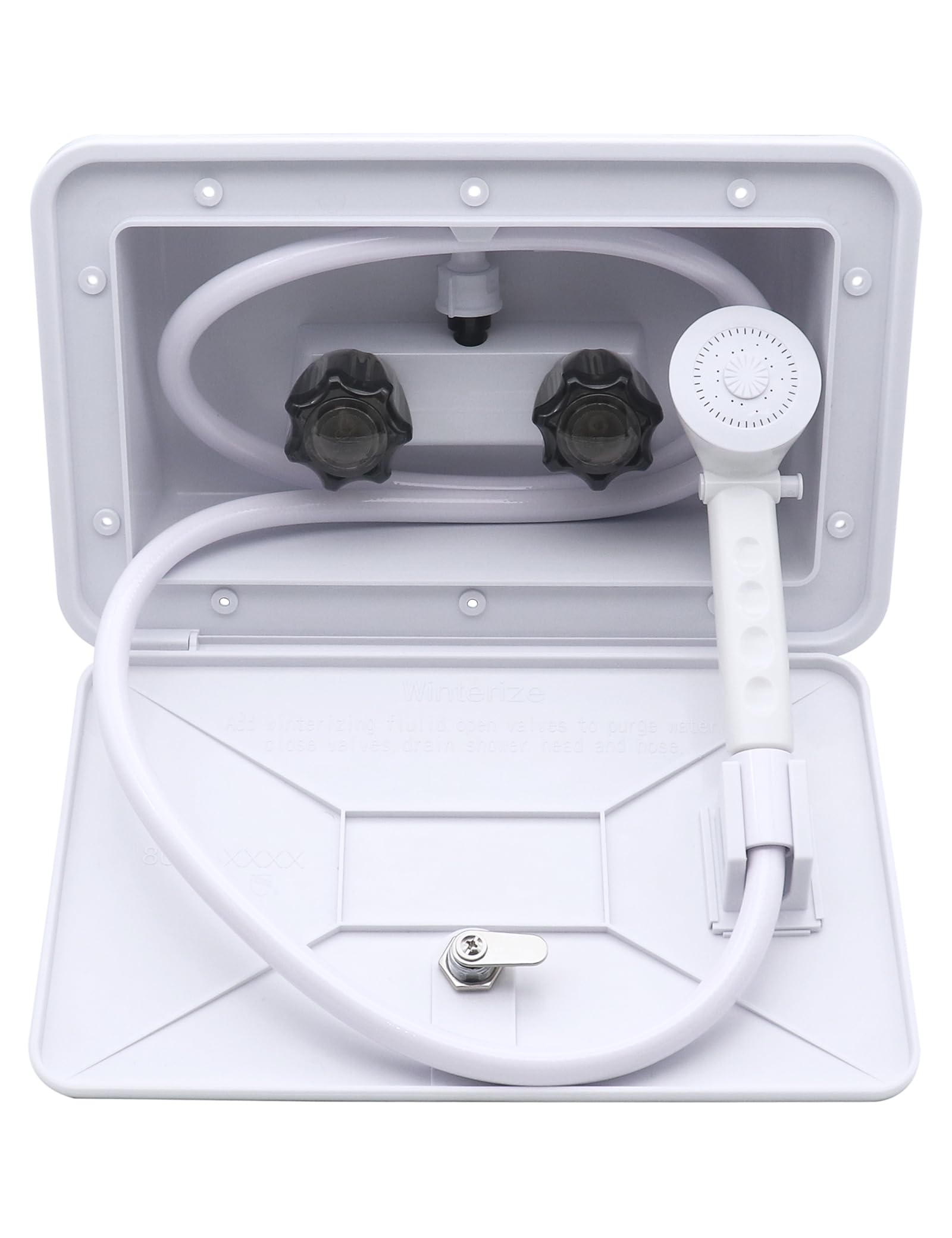 Kit per box doccia esterno per camper, sistema bloccabile, con soffione doccia da 2,5 GPM e tubo antiruggine da 140 cm di lunghezza, rubinetto portatile per esterni, ricambio per camper