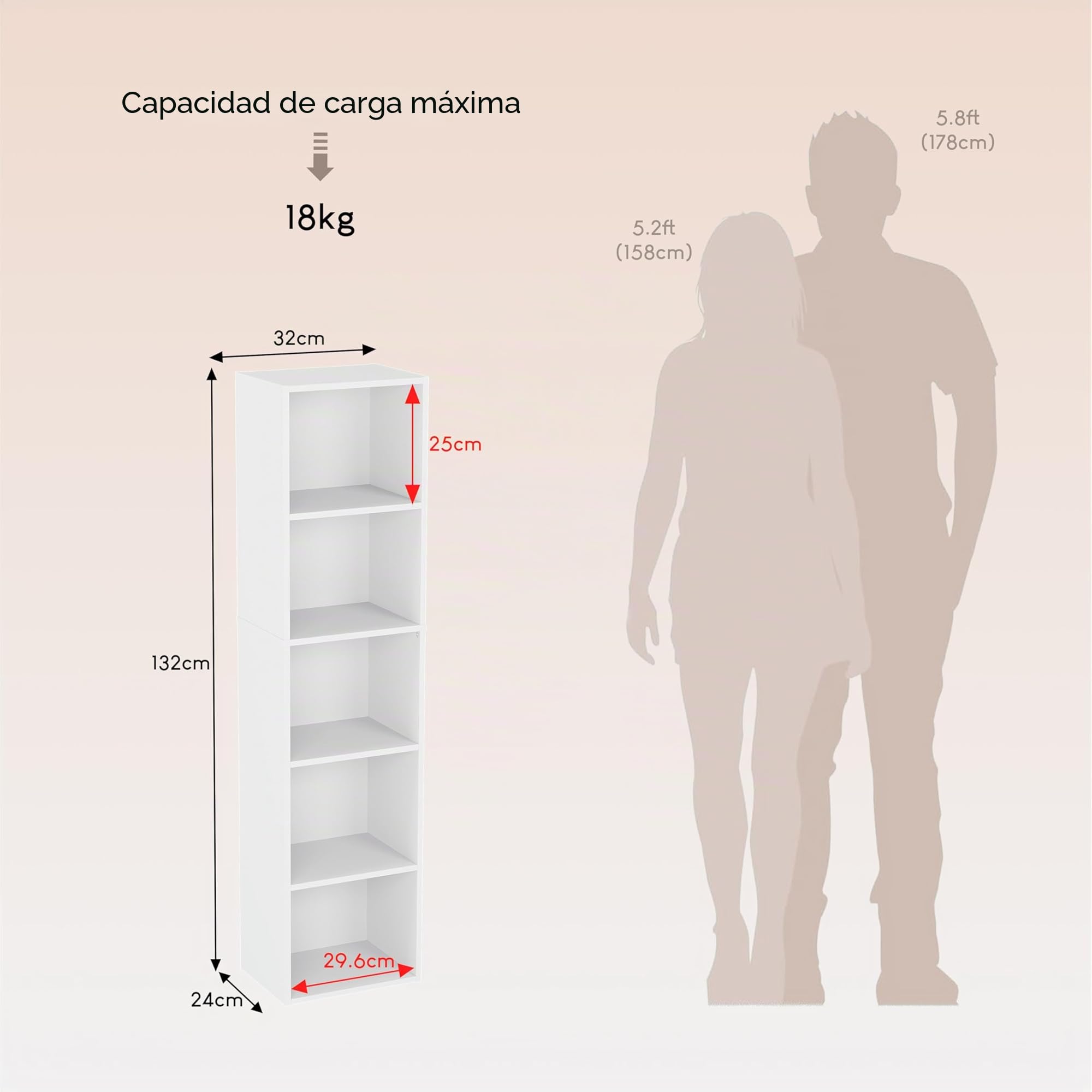 Vida Designs Librería Oxford con Forma de Cubo de 5 Niveles, estantería de Madera Blanca, Unidad de Almacenamiento para Muebles de Oficina y Sala de Estar