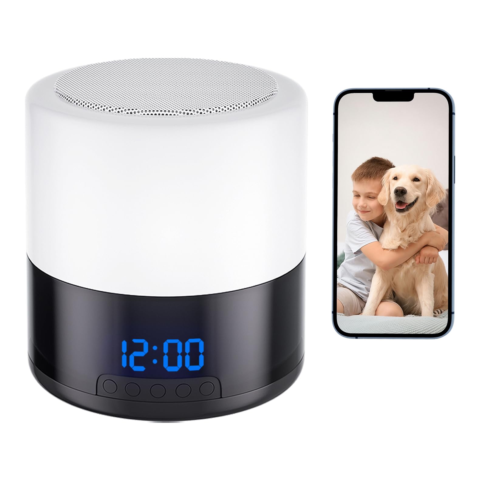 Security Camera with Bluetooth Speaker 1080P Wireless Indoor Camera for Home Security Baby Pet Clock Camera with Rotating