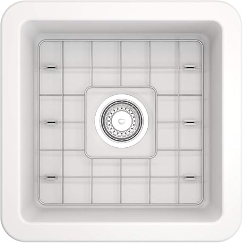 Miniatura 10 de BOCCHI Sotto - Fregadero de doble montaje de arcilla refractaria de 18 pulgadas con rejilla inferior protectora y colador en blanco mate