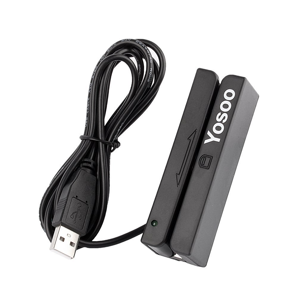 Mini lecteur de bande magnétique de carte de crédit USB Msr90 3 pistes triples Hi-Co haute vitesse pour système de point de vente, caisse enregistreuse Msr, Noir
