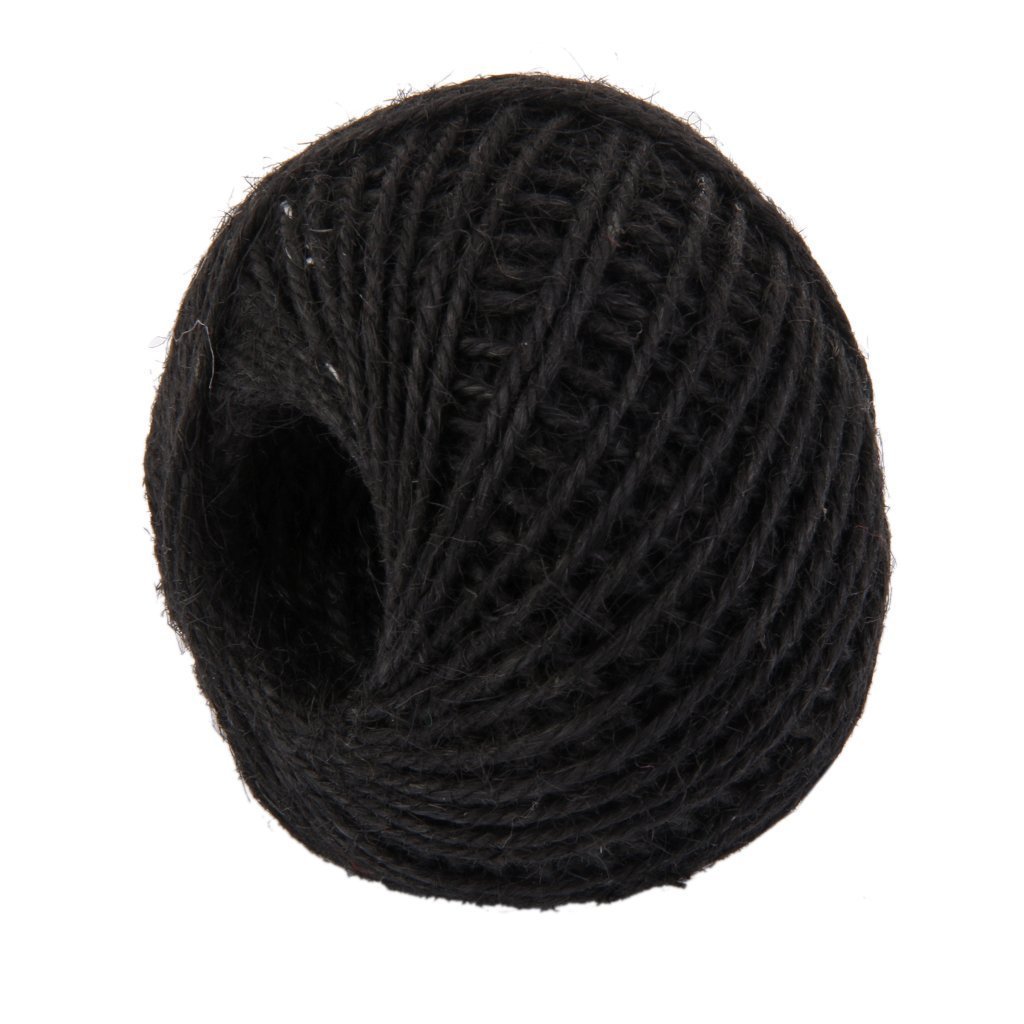 RayLineDo® 2mm Jute Twine String 3-Ply 100 Meter Hemp Rope Cord for Tag, Gifts Wrapping, Wedding Decoration, Office, Gardening Projects in Black