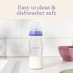 Lansinoh Anti-Colic Bouteilles pour bébés en verre pour l'allaitement, 8 Ounces, 4 Compte de bouteilles pour l'alimentation, Bébé Essentiels, Inclut 4 Mamelons à flux moyen, taille M