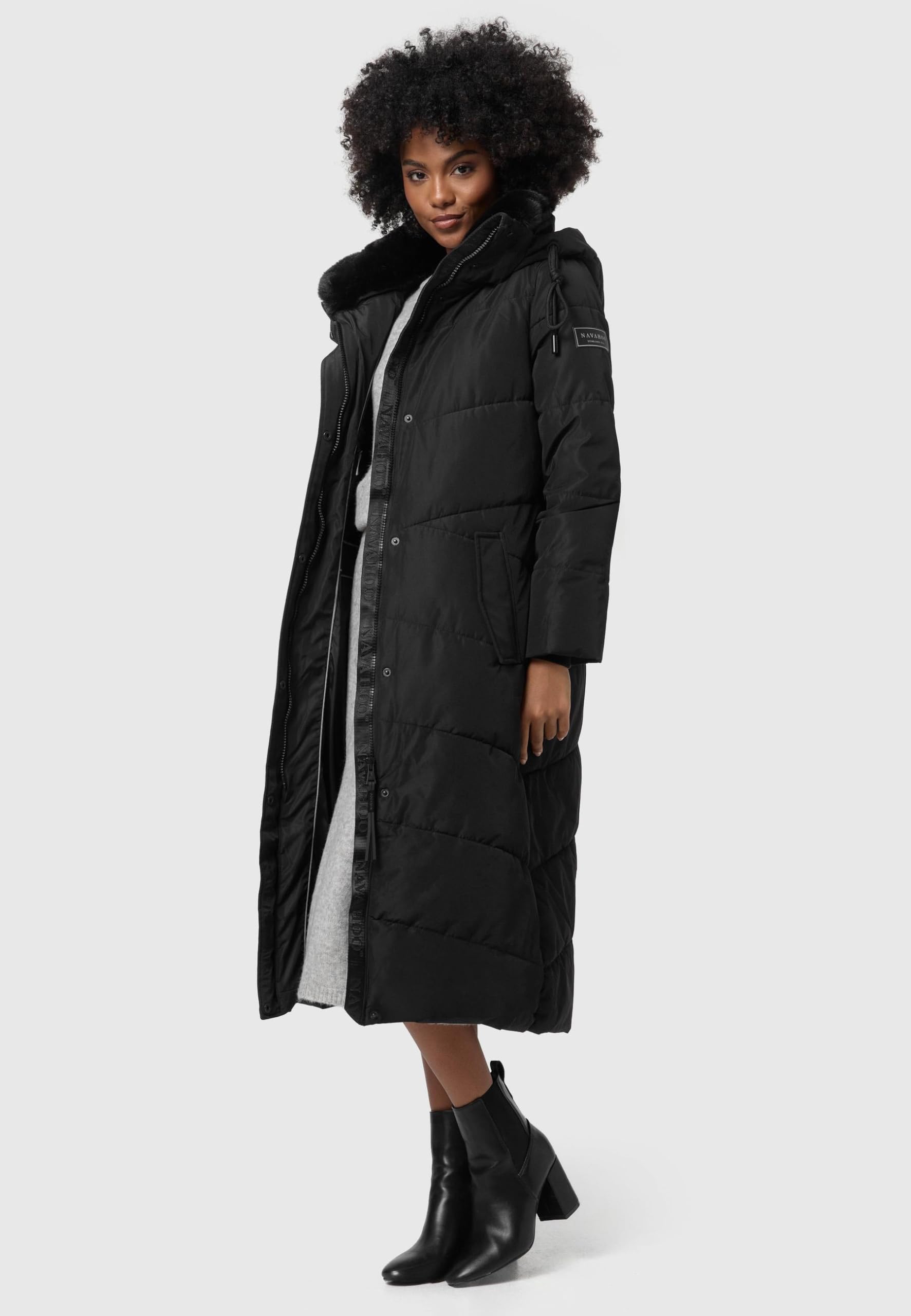 Navahoo Cappotto trapuntato extra lungo da donna, rosso, XS-XXL