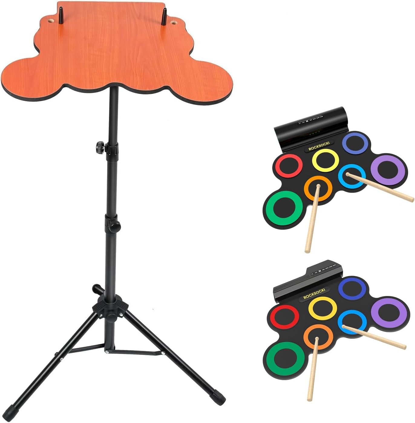 ROCKSOCKI Drum Pad Stand Adjustable for 7 Pad Roll-up Electronic Drum Set (Stand Only)