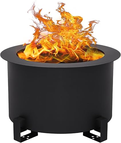 Miniatura 1 de LETATA Fogata de leña para exteriores, hoguera portátil sin humo de 15.7 pulgadas para exteriores, fogata de metal negro para patio, fogata para