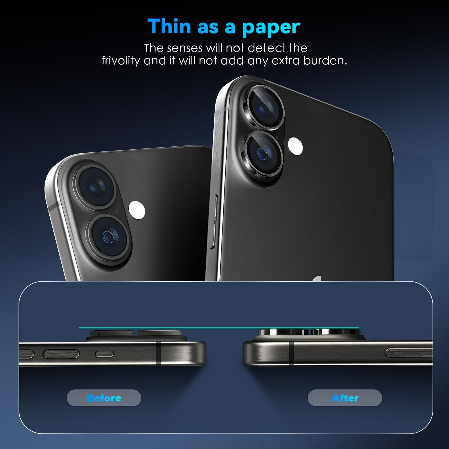 OpenTech® Premium Camera Lens Protector Compatible For iPhone 17/16 /16 Plus (Black) – 9H Tempered Glass, Military-Grade Anti-Scratch, Case-Friendly, Easy Install Frame — Amazon image 4