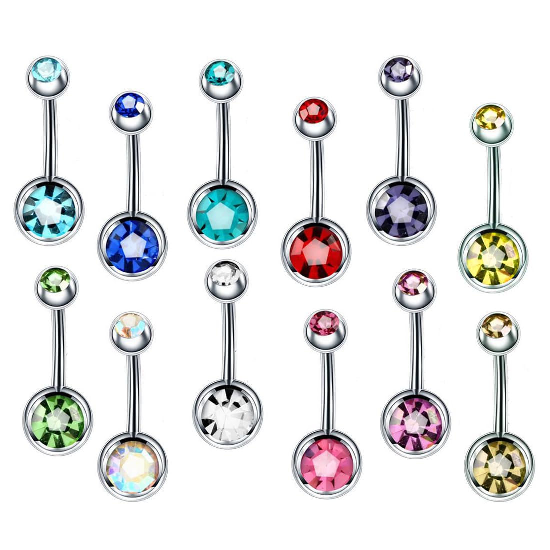KQNM 12 PCS piercing ombligo aro piercing acero quirurgico piercing ombligo piercing anello piercing ombligo acero quirurgico piercing ombligo titanio anillas para el ombligo barbell