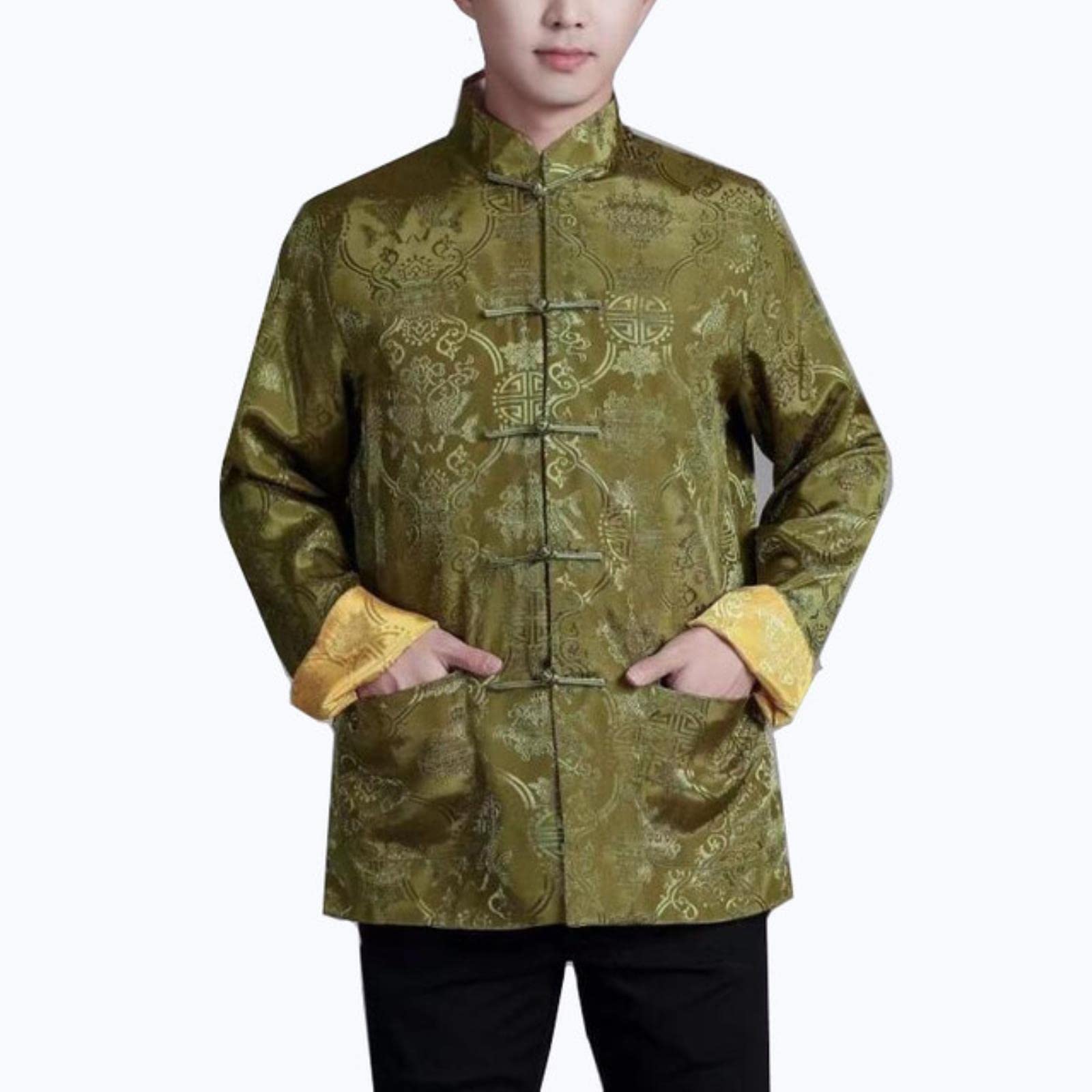 Tang Suit Chinese Shirt Style Jacket Collar Traditional Chinese Clothing for Men Silk Kungfu Cheongsam Top Hanfu Men Both Sides