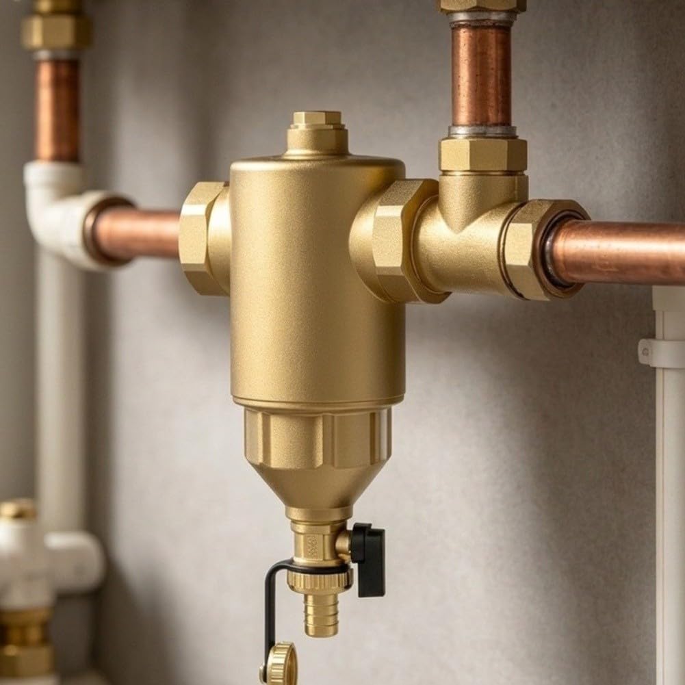 Robuster Messing Wasserfilter mit Ablaufventil 20cm(DN25)