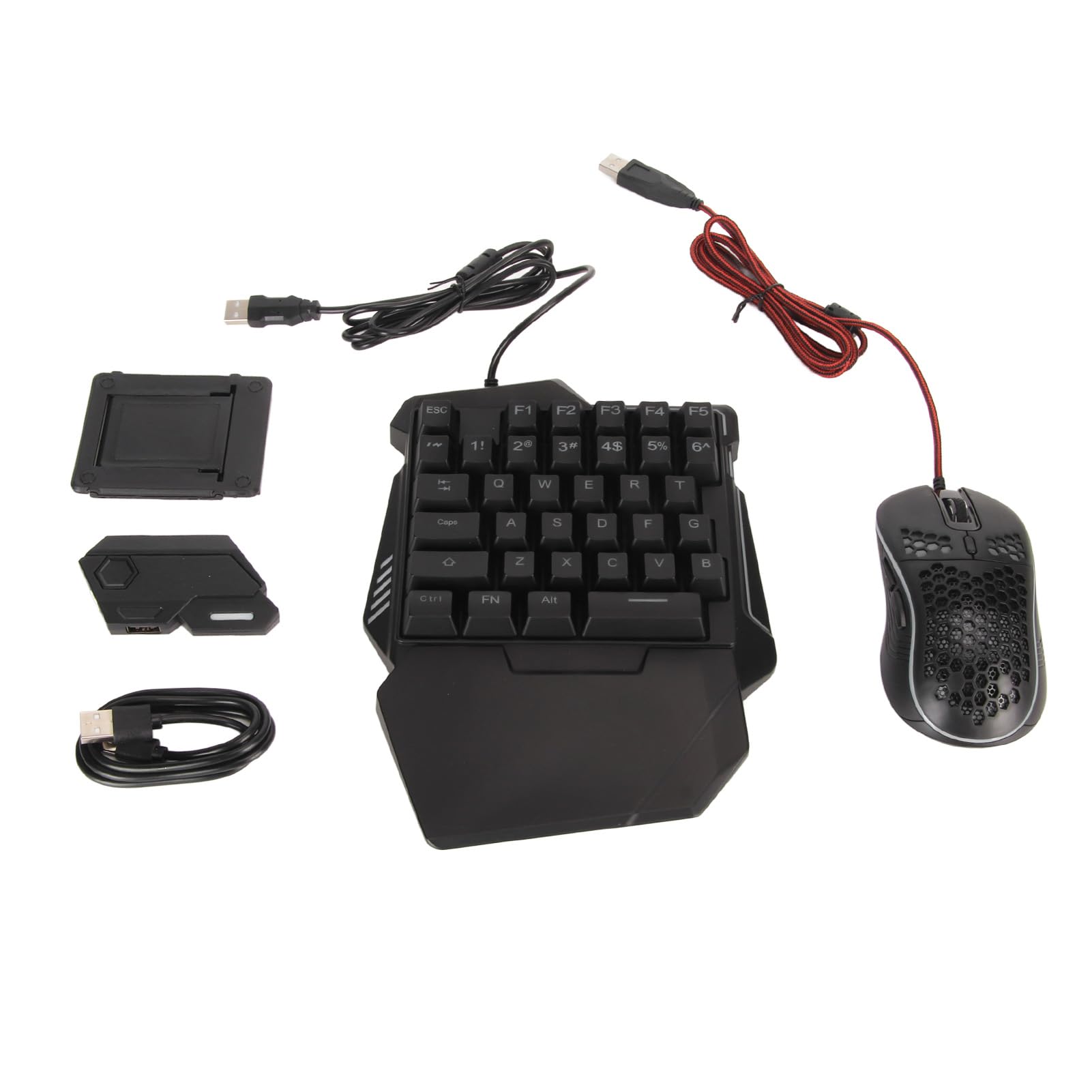 Combo Tastiera e Mouse per metà Gioco con una Sola Mano, con Convertitore Tastiera e Mouse, Connessione Bluetooth 5.0, Supporto Riconoscimento Automatico 'impugnatura
