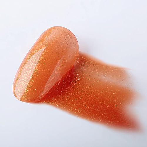 Miniatura 4 de Imtiti Esmalte de uñas de gel naranja con purpurina, 0.5 onzas líquidas de esmalte de gel UV LED Soak Off Gold Shimmer Sparkle