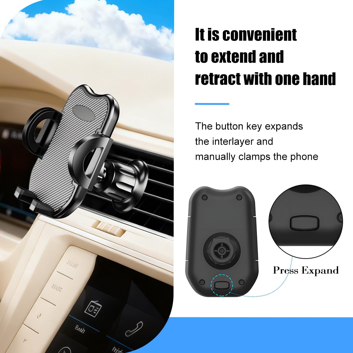 Zpana Supporto per telefono da auto, rotazione a 360°, supporto per cellulare con gancio a clip, supporto per smartphone per interni auto, universale, per SUV, auto, camion (fibra di carbonio)