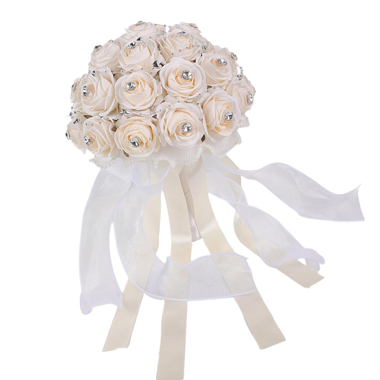 Msioytog Artificial Wedding Arrangement with Shimmering Pearls and Silk Posies Permanent Wedding for Ceremony Reception Home Deck Ceremony Arrangement
