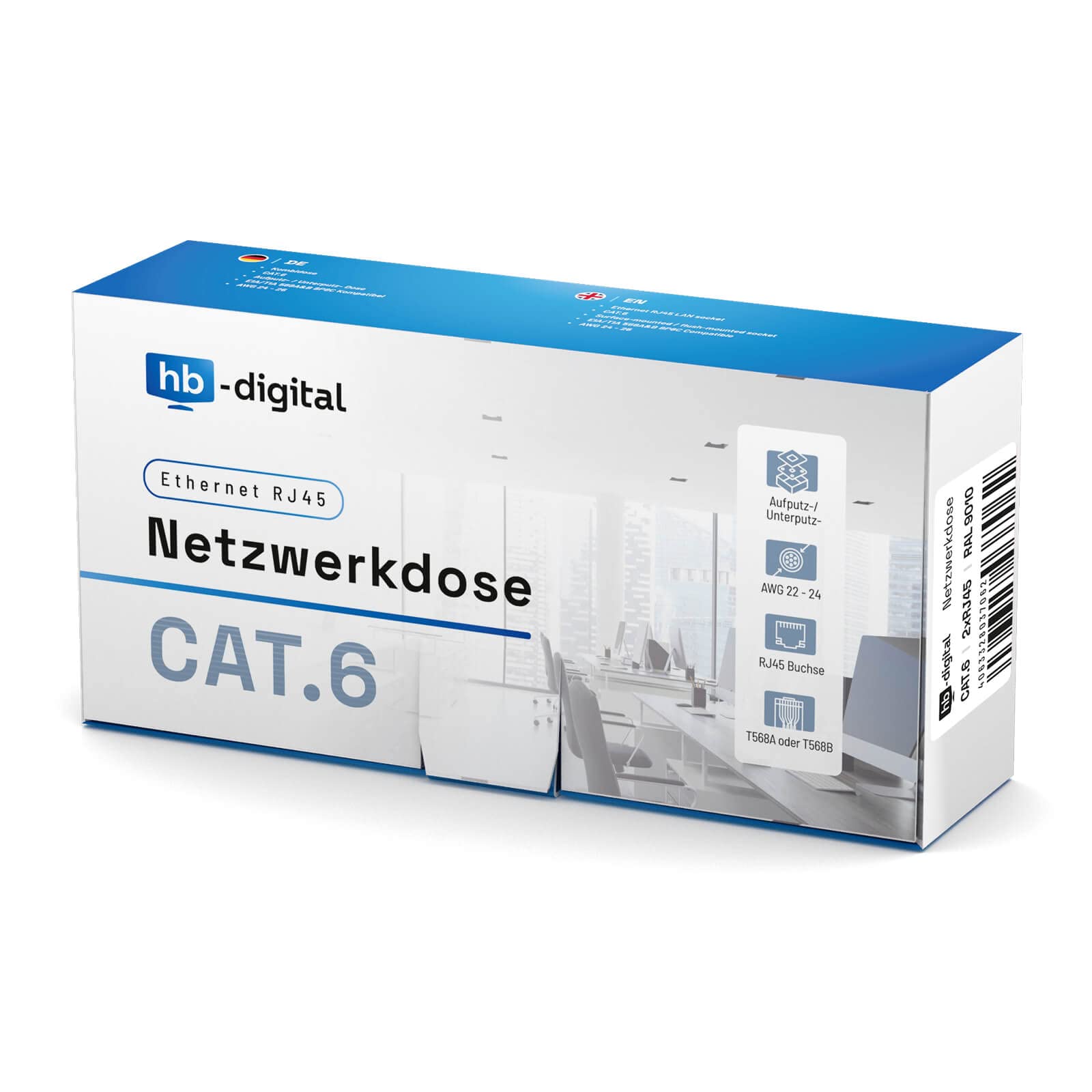 HB-DIGITAL 10x CAT 6 Netzwerkdose LAN Dose Universal Anschlussdose - 2x RJ45 Port - Aufputz/Unterputz Geschirmt EIA/TIA 568A&B 8P8C 1 Gigabit Ethernet Netzwerk – Reinweiß