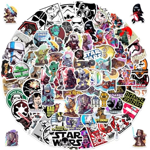 100PCS Star Wars Stickers Cool Stickers Pack Cartoon Cool Character Movie Deals Waterproof Vinyl Water Bottles Laptop Movie Sticker for Party Décor (XQ100)