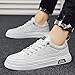 Men's Fashion Sneakers Simple Handmade Low Top Round-Toe Elastic Lace Up Slip on Casual Shoes Comfortable Classic Tennis Shoes (White,7)