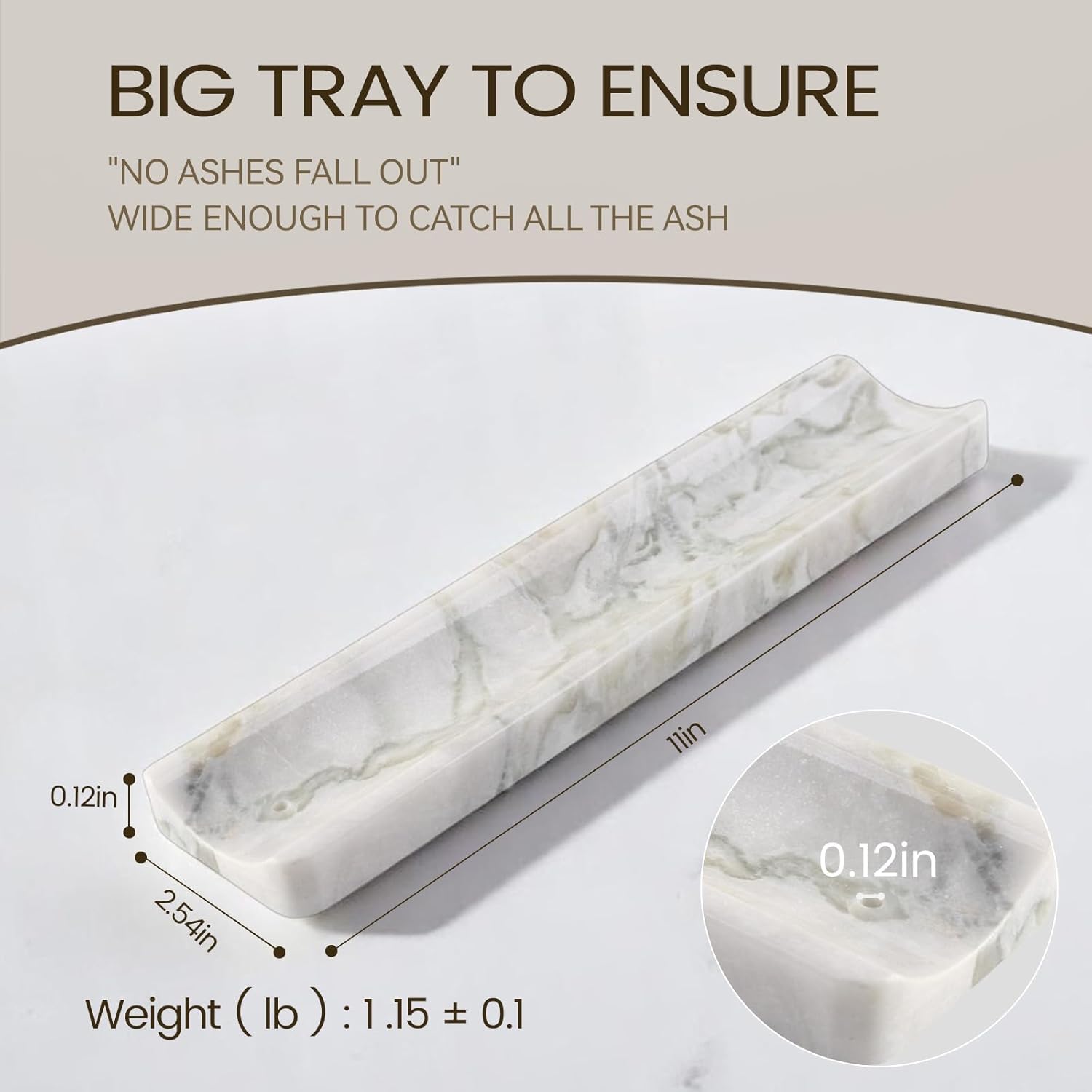 Koville Marble Incense Holder, Incense Holder for Sticks, Incense Sticks Holder Ash Catcher for Meditation Yoga SPA, Natural Stone Incense Burner, Home Table Decor (Bianco Palomino)