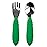 Bumkins Toddler Utensils, Kids Size Fork and Spoon Set, Silicone and Stainless-Steel Training Silverware, Fork / Spork for Self-Feeding, Children Hold Learning to Eat, 18 Months Up, Jade Green
