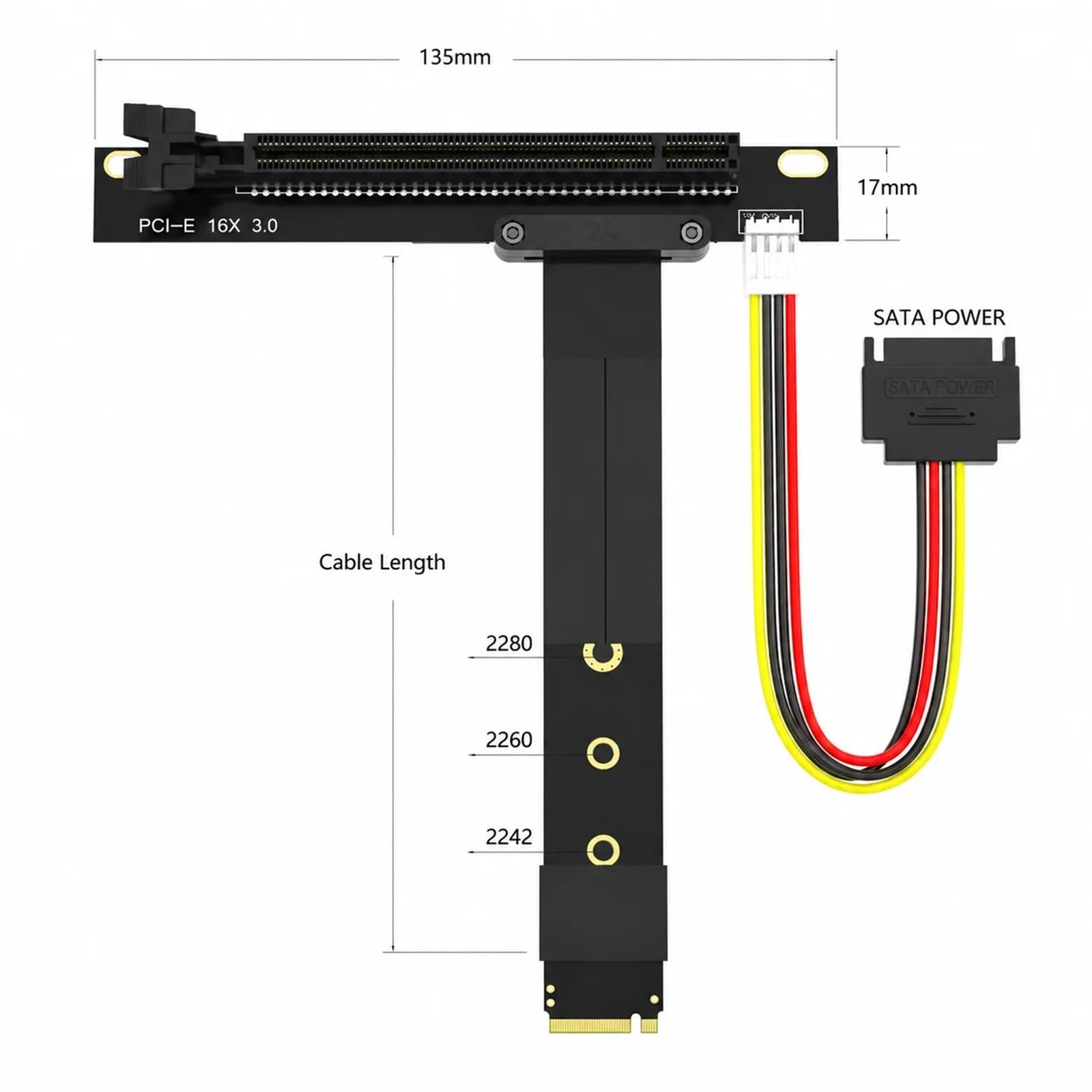 M2 TO PCIE Riser PCIe x16 PCI-E3.0 1x A M.2 NVMe M Key 2280 Scheda montante Gen3.0 Cavo M2 Key-M PCI-Express Cavo di prolunga x4(Green)