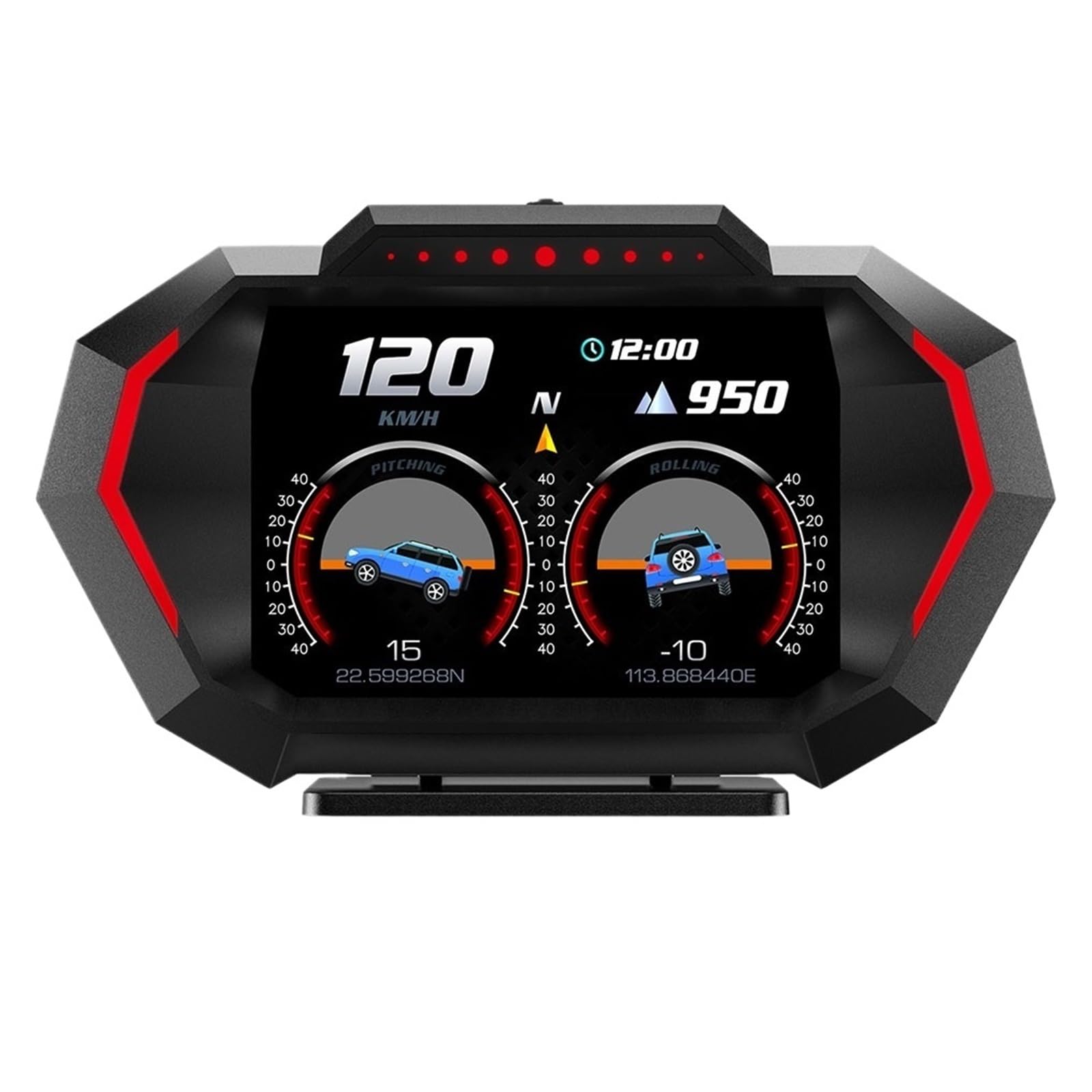 Samochód HUD Prędkościomierz Gps Prędkość Wyświetlacz Head Up OBD2 P24 Inklinometr Cyfrowy Alarm Przekroczenia Prędkości Zużycie Paliwa Nawigacja Samochodowa Przyrząd Wielofunkcyjny