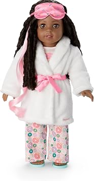 American Girl, Truly Me 18-inch Doll #123 with Brown Eyes and Black-Brown Hair, Donut Dream Pajama Sleep Set, Ages 6+