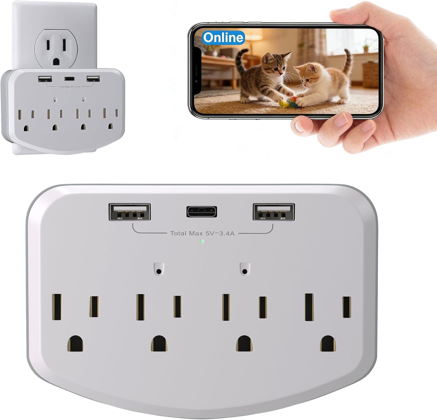 1080P Wireless Cameras Mini Small Security Wall Outlet WiFi Camera Indoor Camera for Home Security（Include 16G sd Card）