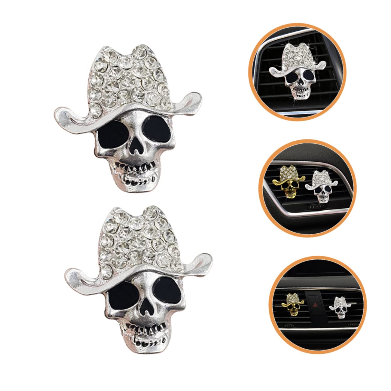 SOLUSTRE 8pezzi Clip Per Auto Con Design Teschio Decorazione Per Bocchetta Aria Profumatore Per Interni Auto Accessori Di Halloween Per Amici e Famiglia