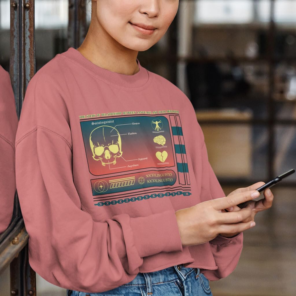 Sociolinguistics Cropped Long Sleeve T-Shirt - Unique Gifts - Art Lover Items for Women
