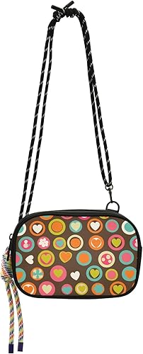 KLL Heart-shaped and Flower-shaped Retro Design Small Black Crossbody Purse for Mens Beauty with Adjustable Strap Nylon Small Crossbody Phone Bag