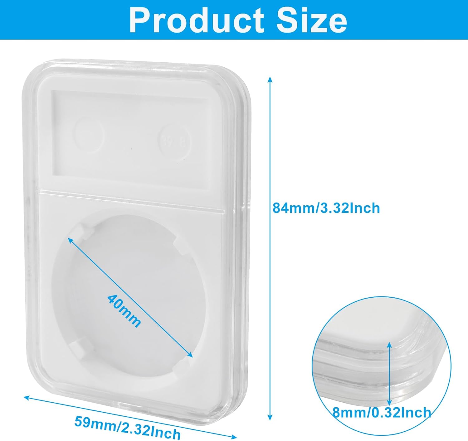 Waziaqoc 10-Pack White Plastic Coin Slab Display Holder, 40mm image 3