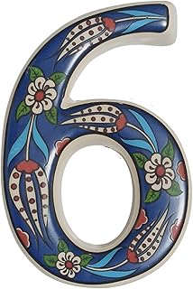 Large Ceramic Housewarming Sign Ceramic Address Plaque House Numbers Sign Door Personalized Coloured Decorative Hand Decoratede Housewarming Gifts Tulip Design 12 * 9 cm (Navy Blue, 6)