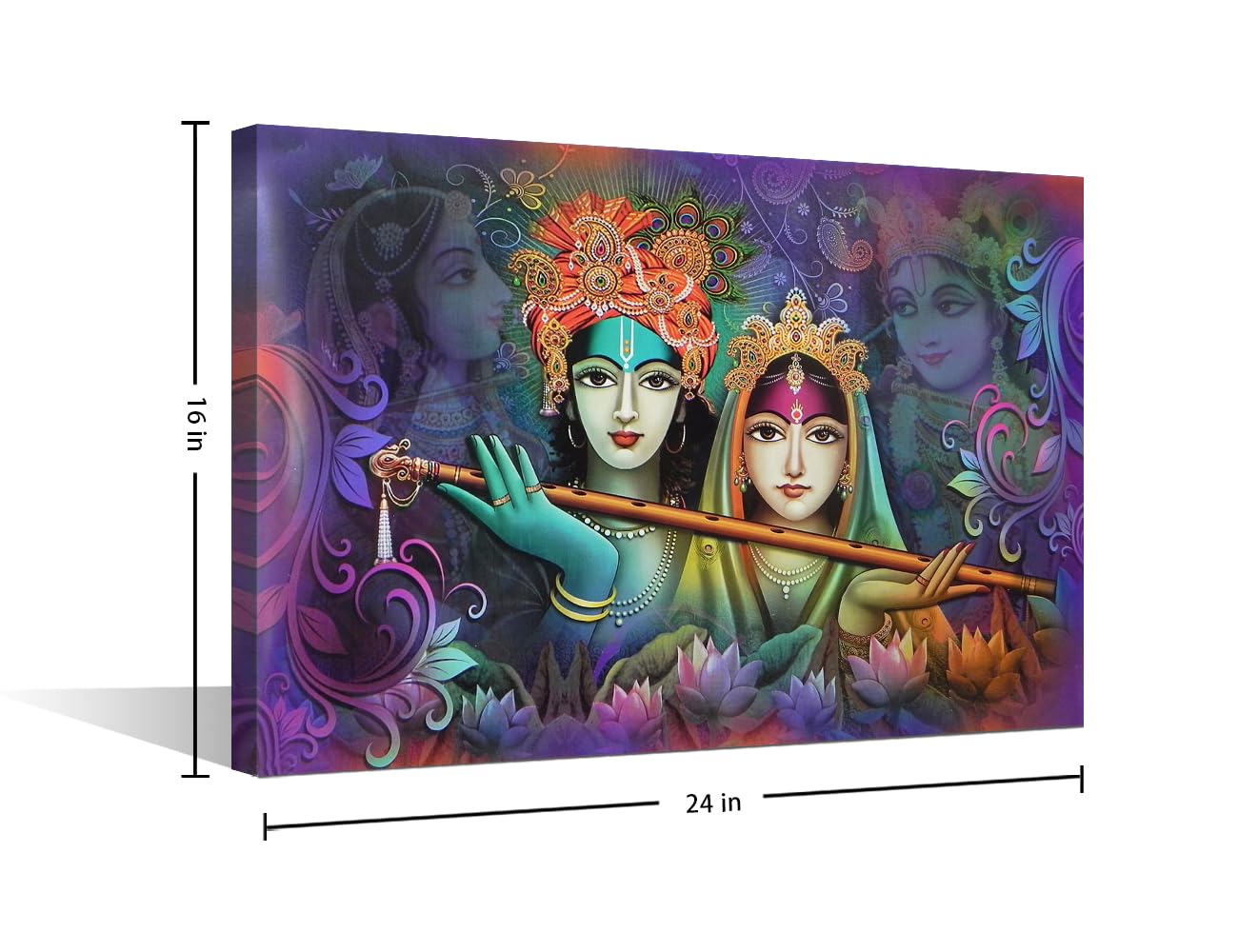 Black and White Canvas Wall Art Hindu God Lord Krishna Posters Prints Artwork India Religious Contemporary Home Decor Stretched Canvas Picture for Living Room Bedroom Home Office Decor (24"Wx16"H) - Image 2